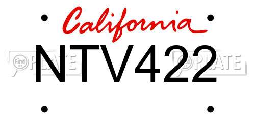 NTV422 California License Plate