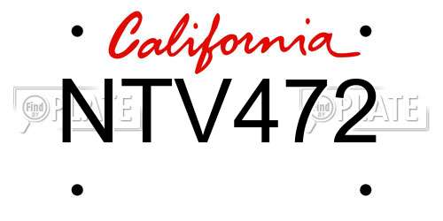 NTV472 California License Plate