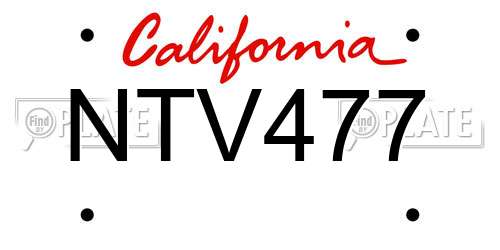 NTV477 California License Plate