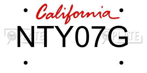 NTY07G California License Plate