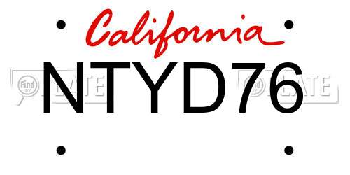 NTYD76 California License Plate