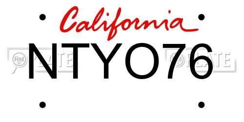 NTYO76 California License Plate