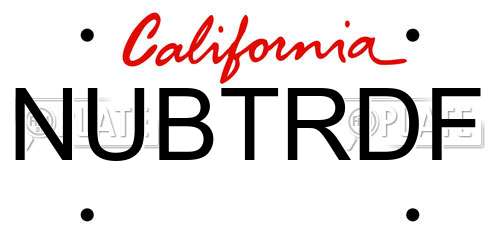 NUBTRDF California License Plate