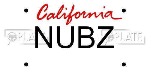 NUBZ California License Plate