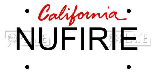 NUFIRIE California License Plate