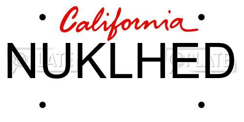 NUKLHED California License Plate