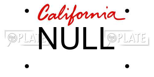 NULL California License Plate