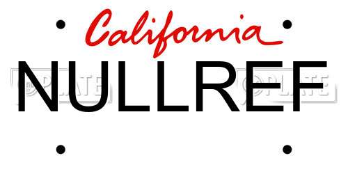 NULLREF California License Plate