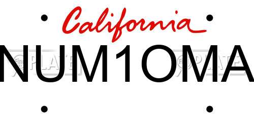 NUM1OMA California License Plate