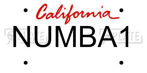 NUMBA1 California License Plate