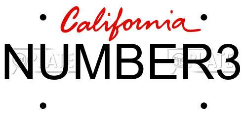 NUMBER3 California License Plate