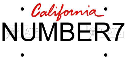 NUMBER7 California License Plate