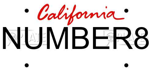 NUMBER8 California License Plate