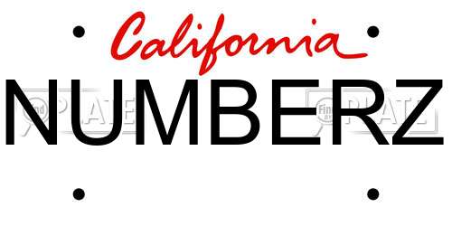 NUMBERZ California License Plate