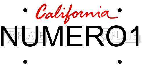 NUMERO1 California License Plate
