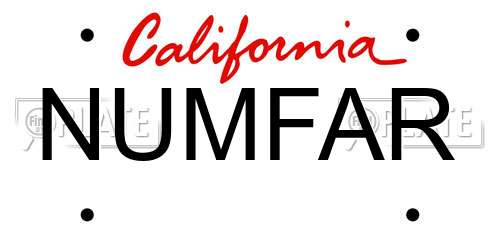 NUMFAR California License Plate