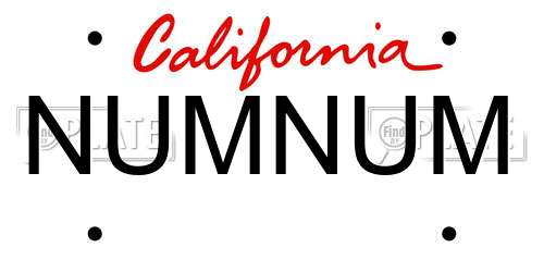 NUMNUM California License Plate