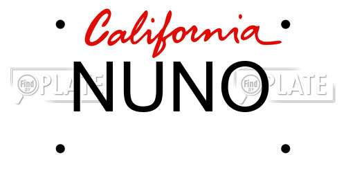 NUNO California License Plate