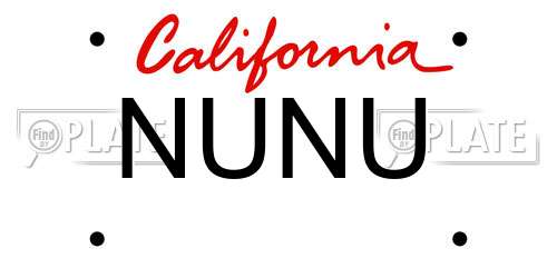 NUNU California License Plate