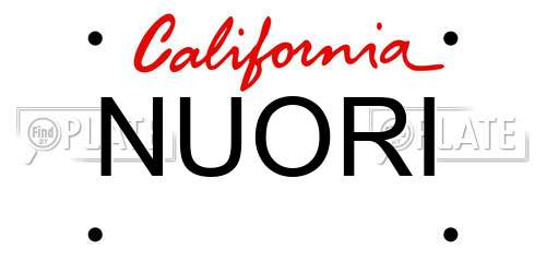 NUORI California License Plate