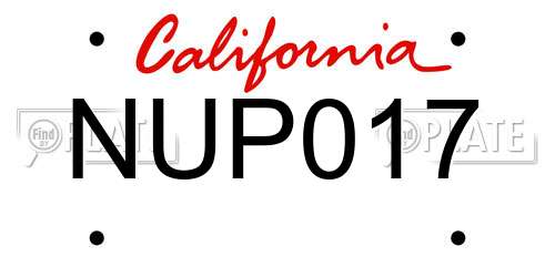 NUP017 California License Plate