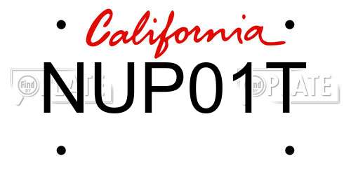 NUP01T California License Plate