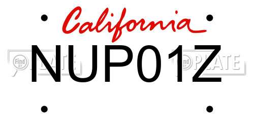 NUP01Z California License Plate