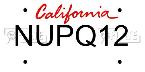 NUPQ12 California License Plate