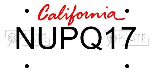 NUPQ17 California License Plate
