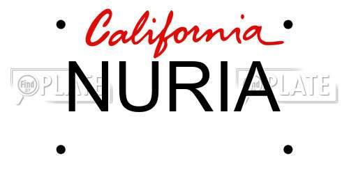 NURIA California License Plate