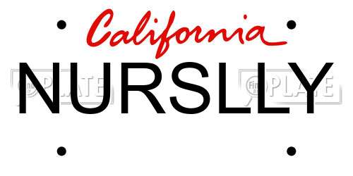 NURSLLY California License Plate