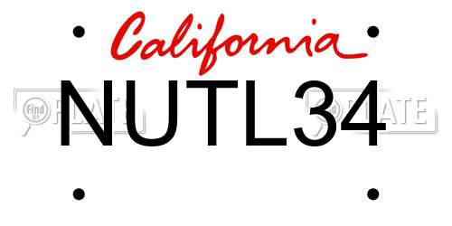 NUTL34 California License Plate