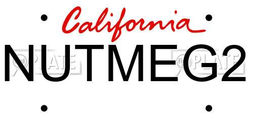 NUTMEG2 California License Plate