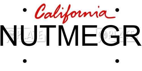 NUTMEGR California License Plate