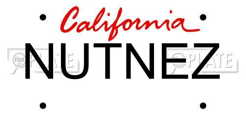 NUTNEZ California License Plate