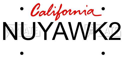 NUYAWK2 California License Plate