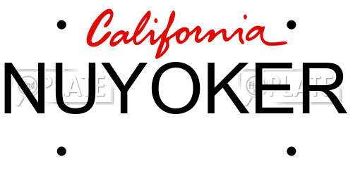 NUYOKER California License Plate