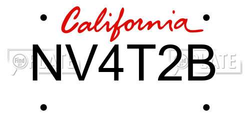 NV4T2B California License Plate