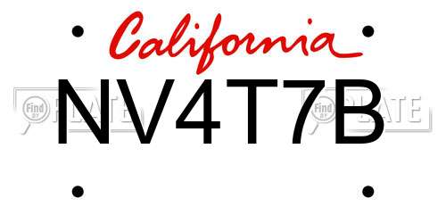 NV4T7B California License Plate
