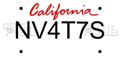 NV4T7S California License Plate