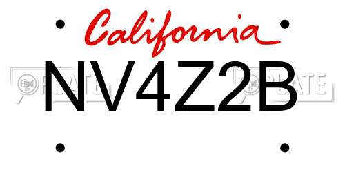 NV4Z2B California License Plate