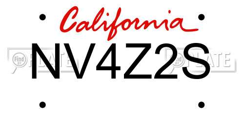NV4Z2S California License Plate