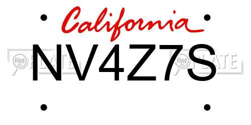 NV4Z7S California License Plate