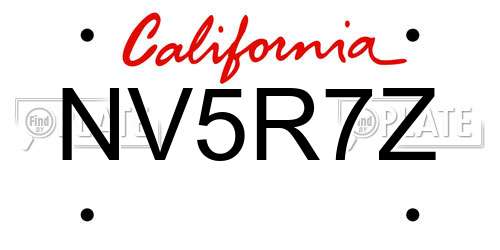NV5R7Z California License Plate