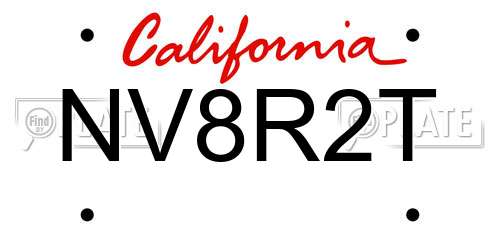 NV8R2T California License Plate