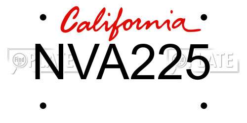 NVA225 California License Plate