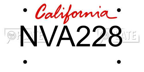 NVA228 California License Plate