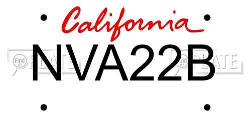 NVA22B California License Plate