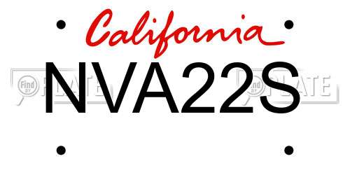 NVA22S California License Plate