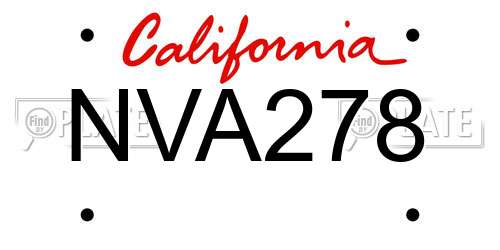 NVA278 California License Plate